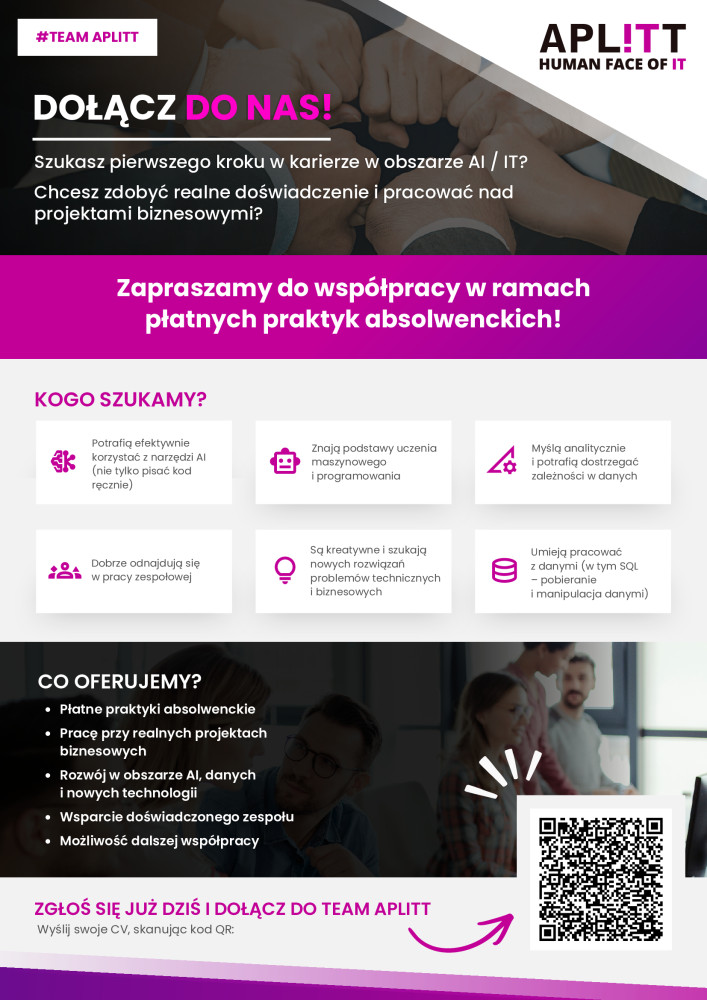 plakat o rekrutacji z informacjami podanymi w treści