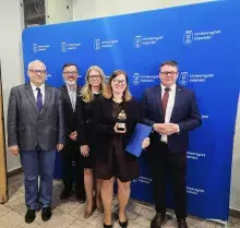 Dziekan Marcin Marciniak, Prodziekan Błażej Szepietowski, Prodziekan Justyna Strankowsa, prof. Elżbieta Mrożek, Prorektor Wiesław Laskowski
