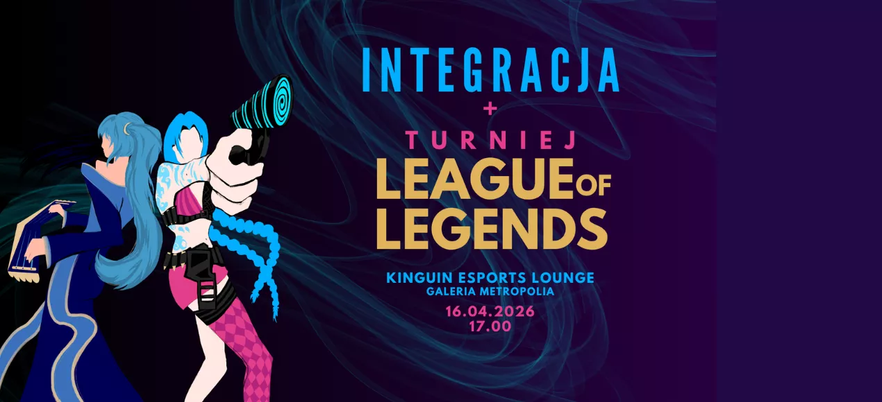 dwie postaci z gry i informacja o wieczorze gier